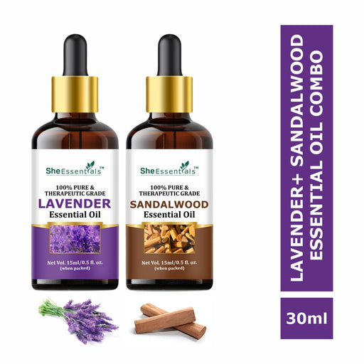 She Essentials Lavender Oil & Sandalwood Essential Oil Combo Healthier Skin & Hair - Restful Sleep