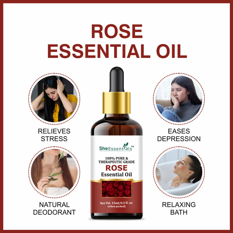 She Essentials Rose Oil & Rosemary Essential Oil Combo - Skincare & Haircare