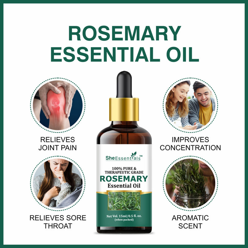 She Essentials Rose Oil & Rosemary Essential Oil Combo - Skincare & Haircare