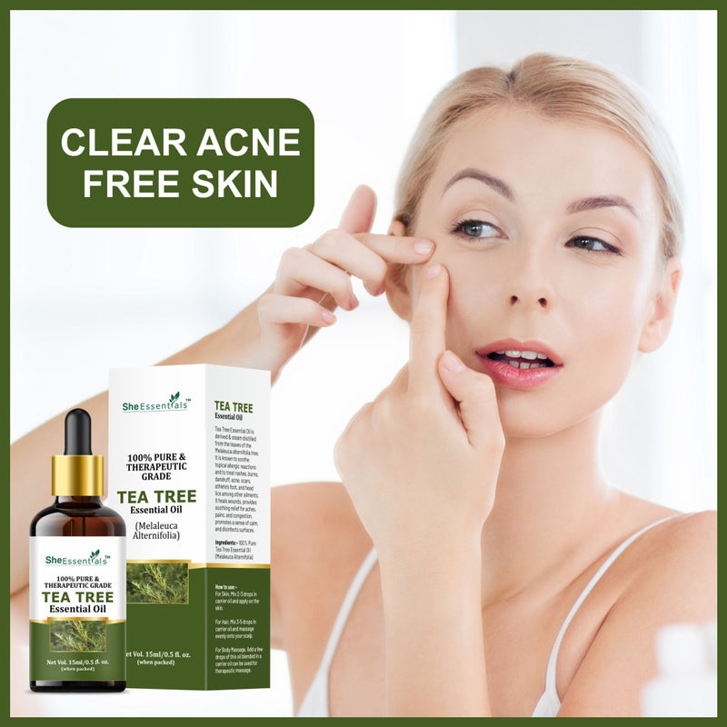 She Essentials Rose Oil & Tea Tree Essential Oil Combo - Hair & Skin