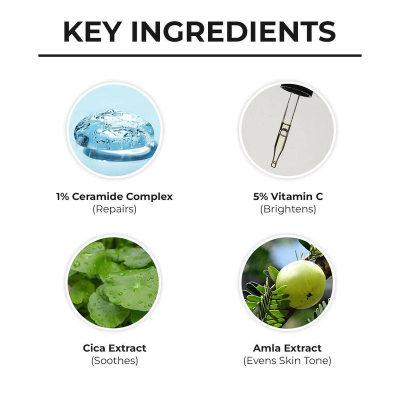 Dr. Sheth's Ceramide & Vitamin C Daily Brightening & Repair Face Cream With 5% Vitamin C, Cica & Amla, Brightens & Repairs Skin - Limited Time Offer