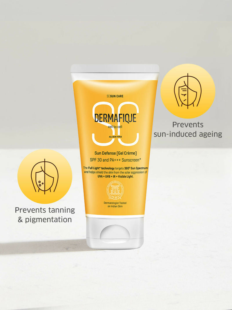 Dermafique Sun Defense Gel Creme SPF 30 Sunscreen, Prevents Tanning And Pigmentation