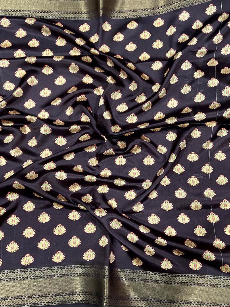 Wine Mughal Kalamkari Print Pashmina Saree