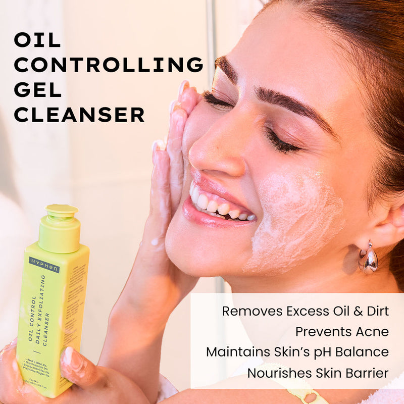 Hyphen By Kriti Sanon Oil Control Daily Cleanser, 2% AHA + BHA Salicylic Acid Face Wash, Deep Cleanses & Removes Dirt, For Men & Women
