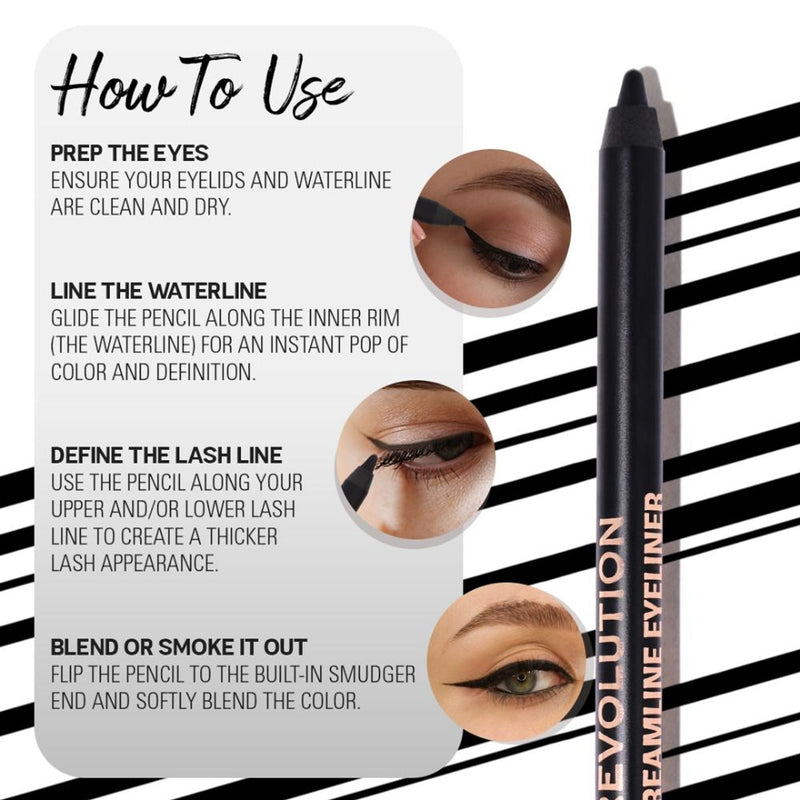 Makeup Revolution Streamline Waterline Eyeliner Pencil-Ultra Creamy Smudge Proof Smokey Looks - Ivory