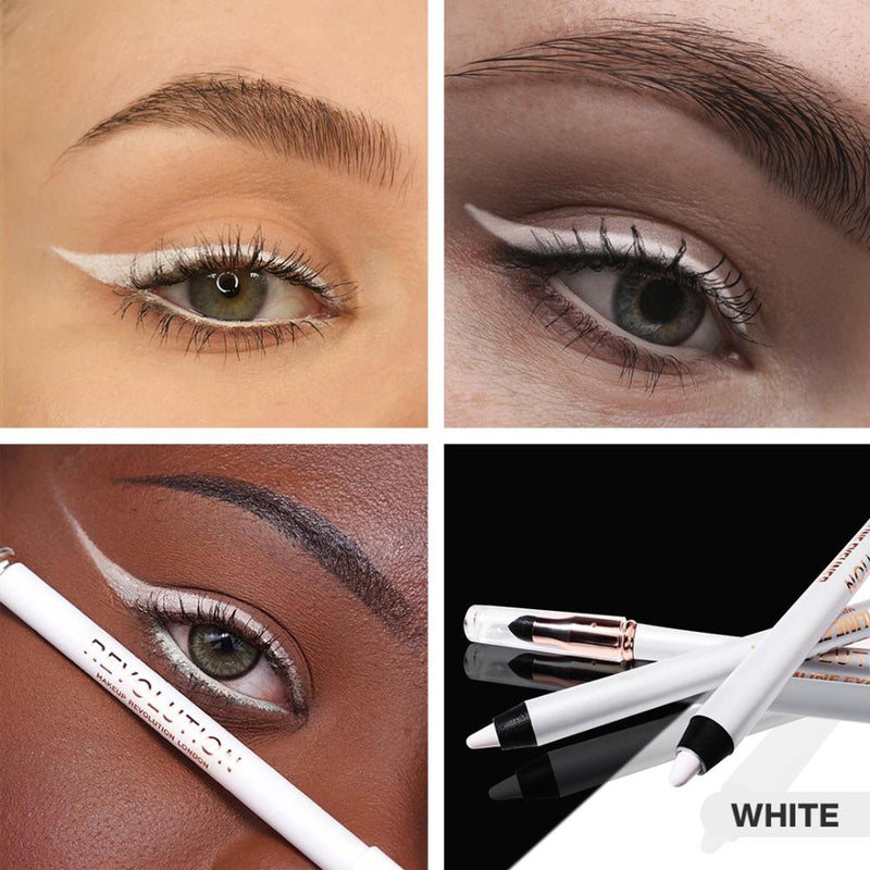 Makeup Revolution Streamline Waterline Eyeliner Pencil-Ultra Creamy Smudge Proof Smokey Looks - White