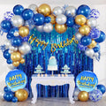 Party Propz Happy Birthday Decoration Kit For Boys- 44 Pcs,Happy Birthday Banner, Fringe Curtains, Balloons for Birthday, Foil Balloons, Baby Birthday Decoration Items Blue Birthday Combo