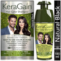 KERAGAIN Natural Black Hair Color Shampoo 180ml PPD Ammonia Free Vegan