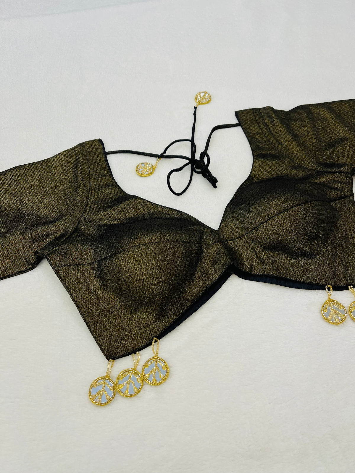Divine Black Golden Sleeve party Wear Blouse