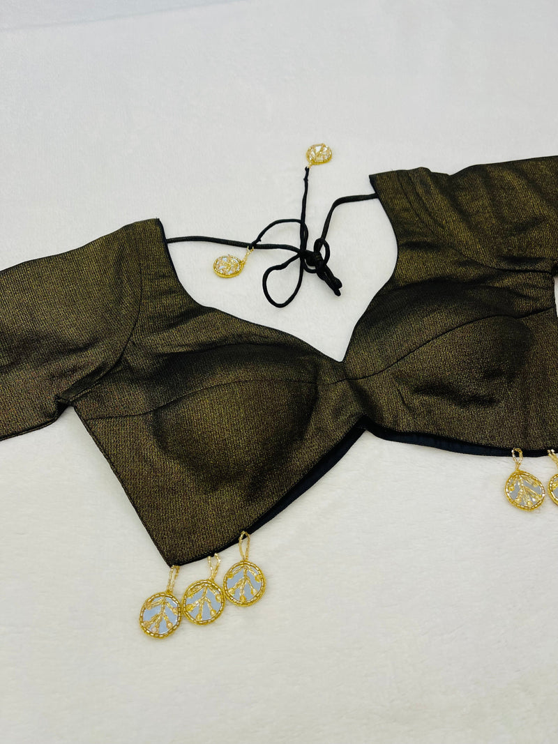 Divine Black Golden Sleeve party Wear Blouse