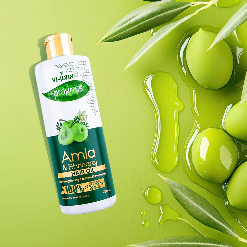 VI-JOHN Prakritik Amla & Bhringraj Hair Oil For premature greying, 100% Natural Bio-Actives