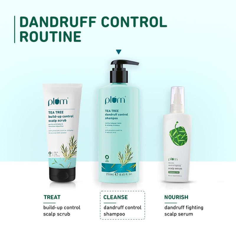 Plum Tea Tree Dandruff Control Shampoo, Paraben-Free with Piroctone Olamine