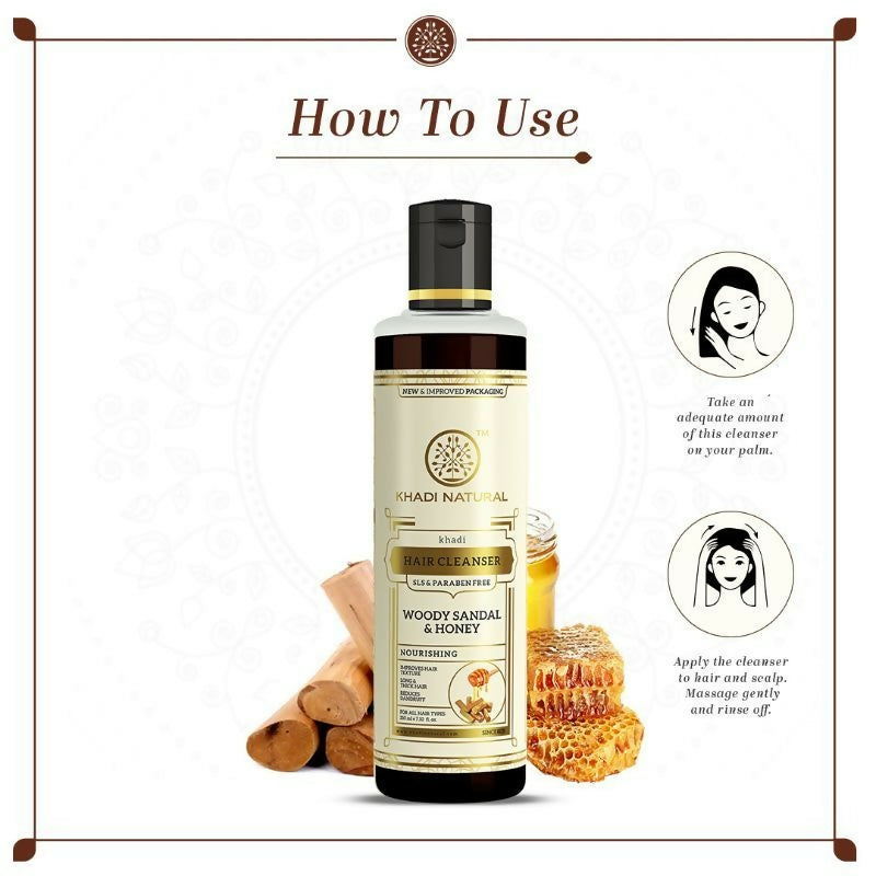 Khadi Natural Woody Sandal & Honey Hair Cleanser