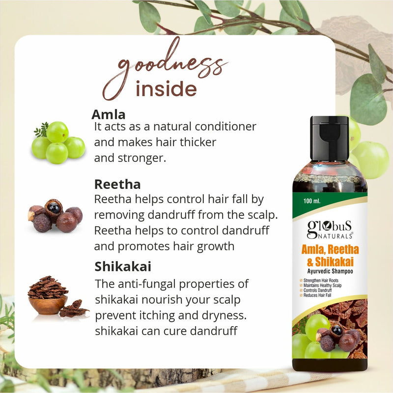 Globus Naturals Amla Reetha Shikakai Shampoo