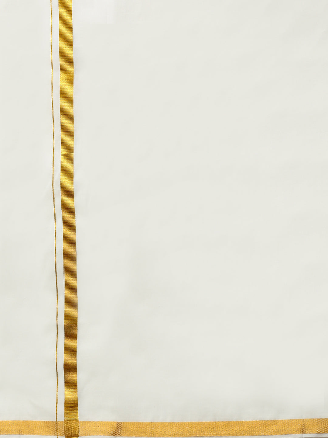 Men Cream Double Layer Dhoti and Towel Set with 1/2" Jari Border Nithyanjali