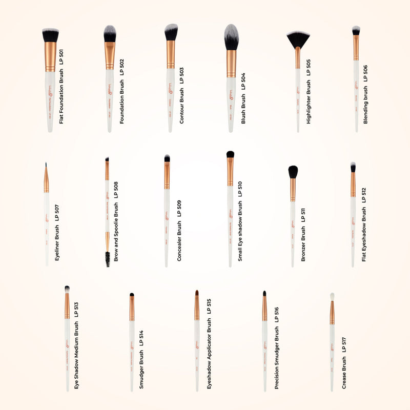 London Prime Glamstrokes Brush Set - 17 Pcs, Rose Gold