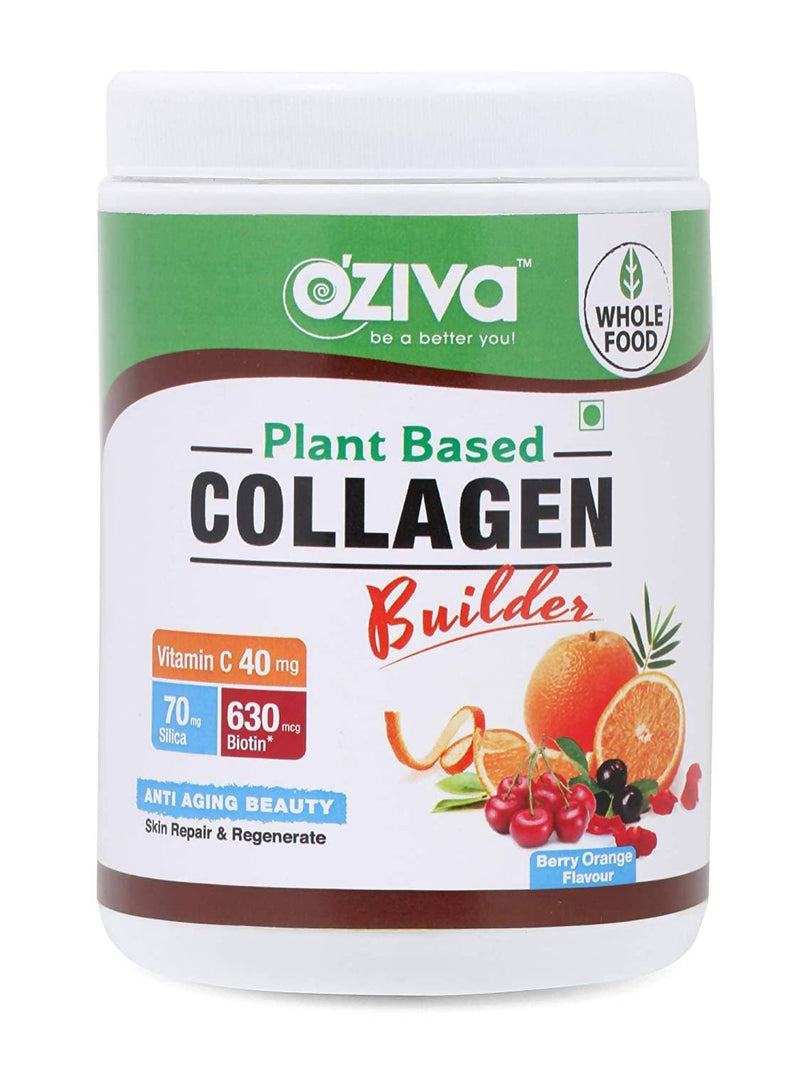 OZiva Vegan Collagen Builder with Biotin & Vitamin C For Brighter & Youthful Skin | Collagen Supplement For Women & Men | Plant Based Collagen Powder