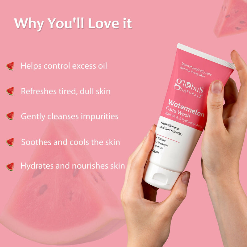 Globus Naturals Watermelon Face Wash with Vitamin B3 & Hyaluronic Acid