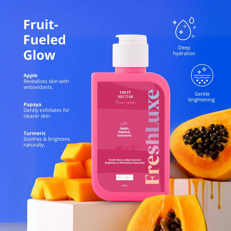 FreshLuxe Fruit Nectar Face Wash For Glowing Skin & Reducing Dark Spots with Apple, Papaya & Turmeric