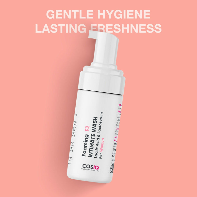 Cos-IQ Foaming F2 Intimate Wash For Women, Hygiene Wash with Lactic Acid & Lactoserum