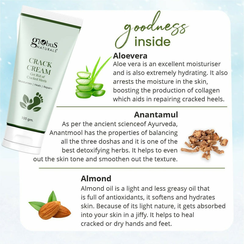 Globus Naturals Crack Cream for Dry & Cracked Heels & Feet