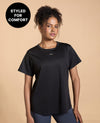 Kica Quick Dry Active T-Shirt with Curved Hem and Flattering Hip-Length Fit Black