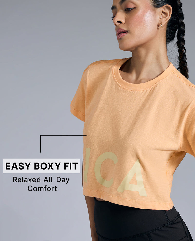 Kica Relaxed Fit Cotton Crop Top Orange