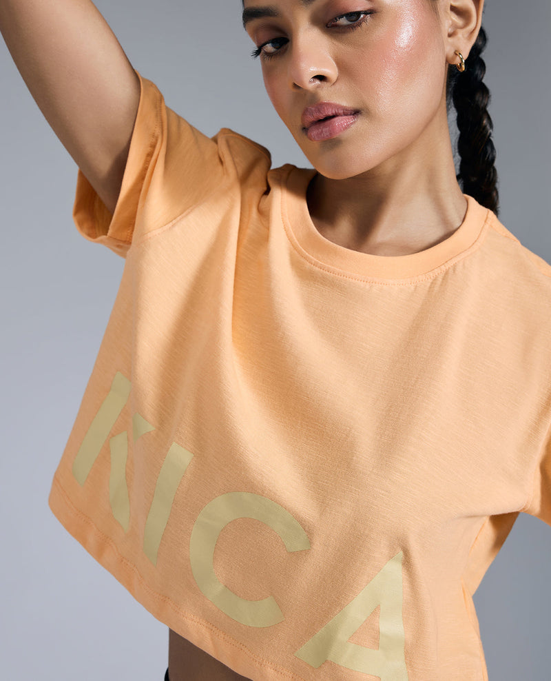 Kica Relaxed Fit Cotton Crop Top Orange