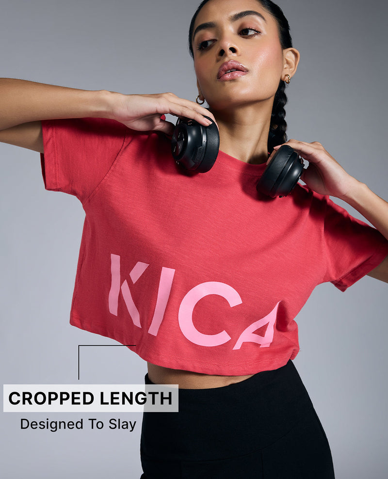 Kica Relaxed Fit Cotton Crop Top Red
