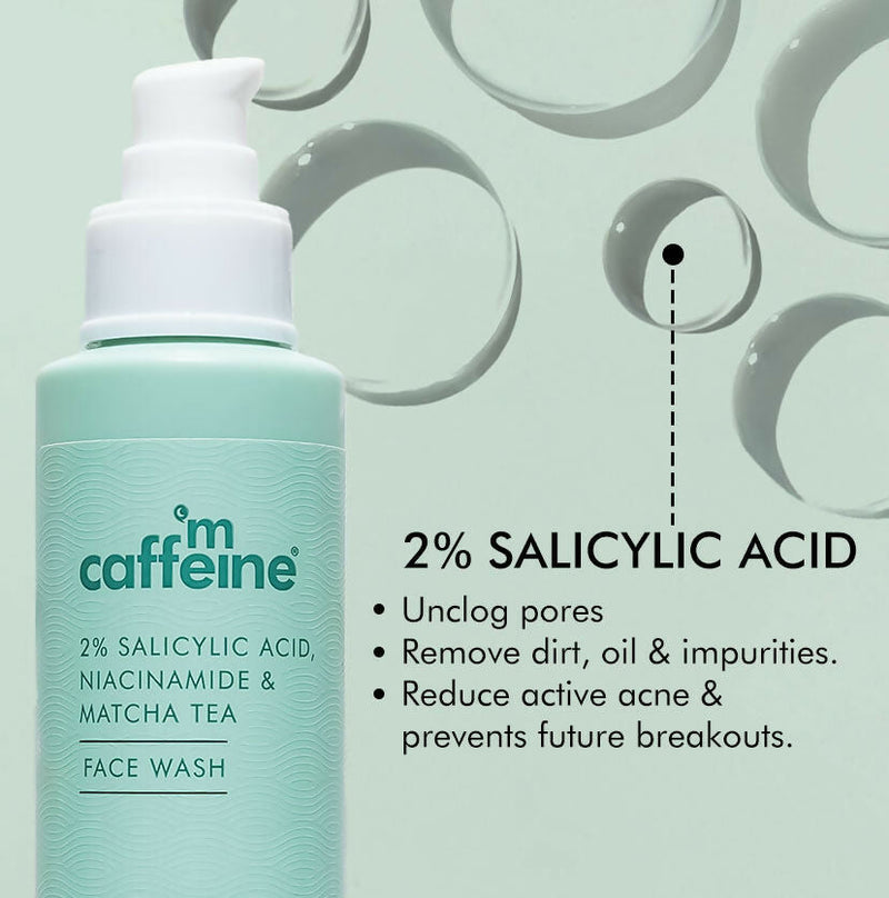 mCaffeine 2% Salicylic Acid Niacinamide & Matcha Tea Face Wash