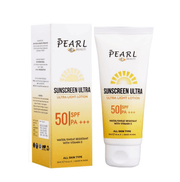 Pearl Beauty Sunscreen Ultra packaging with tube and box on a white background