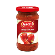 Jar of Aachi Tomato Pickle on a white background