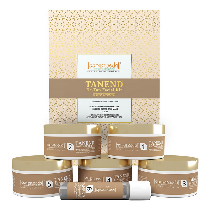 Tanend facial kit with jars and a box on a white background