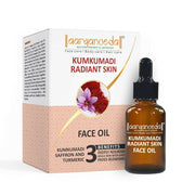 Aaryansveda Kumkumadi Radiant Skin Face Oil with packaging on a white background
