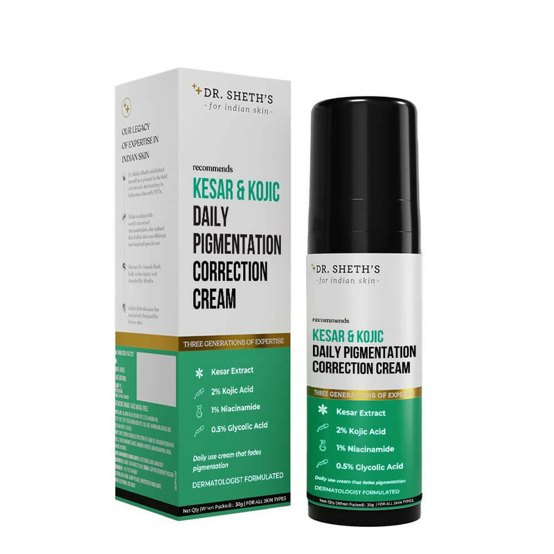 Dr. Sheth's Kesar & Kojic Pigmentation Correction Cream | Niacinamide Formula | Tan Removal