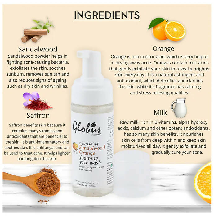 Globus Naturals Sandalwood Orange Foaming Face Wash