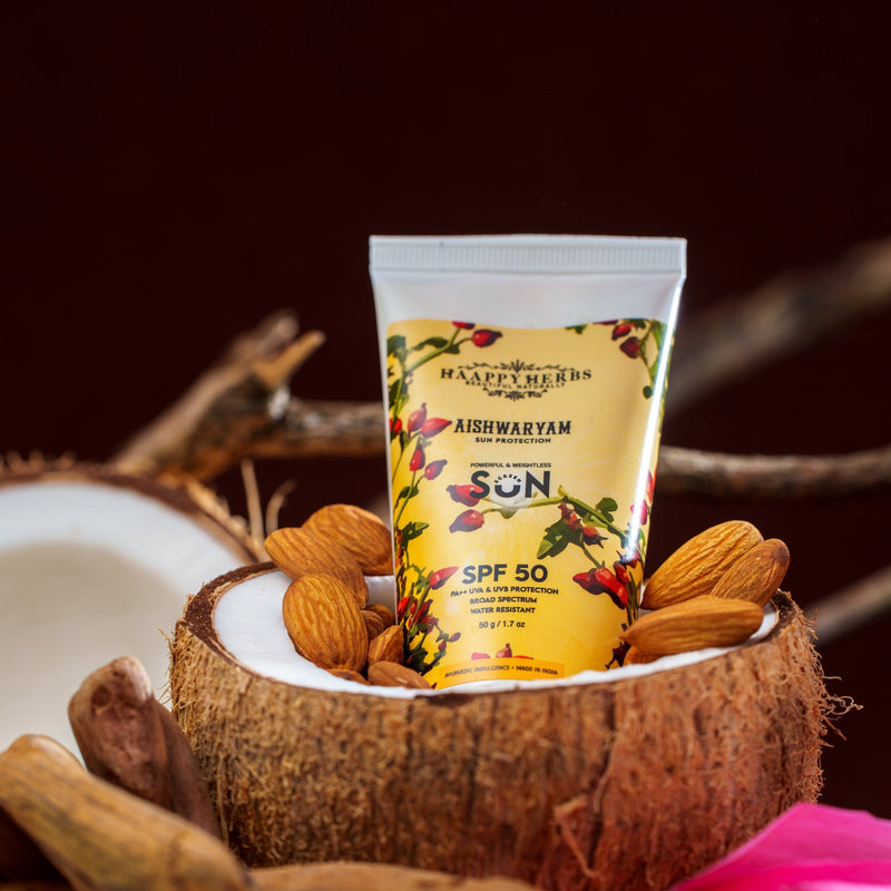 Haappyherbs Aishwaryam Spf50 Powerful,Weightless & Moisturizing Sunscreen , Pa++,Uva& Uvb Protection