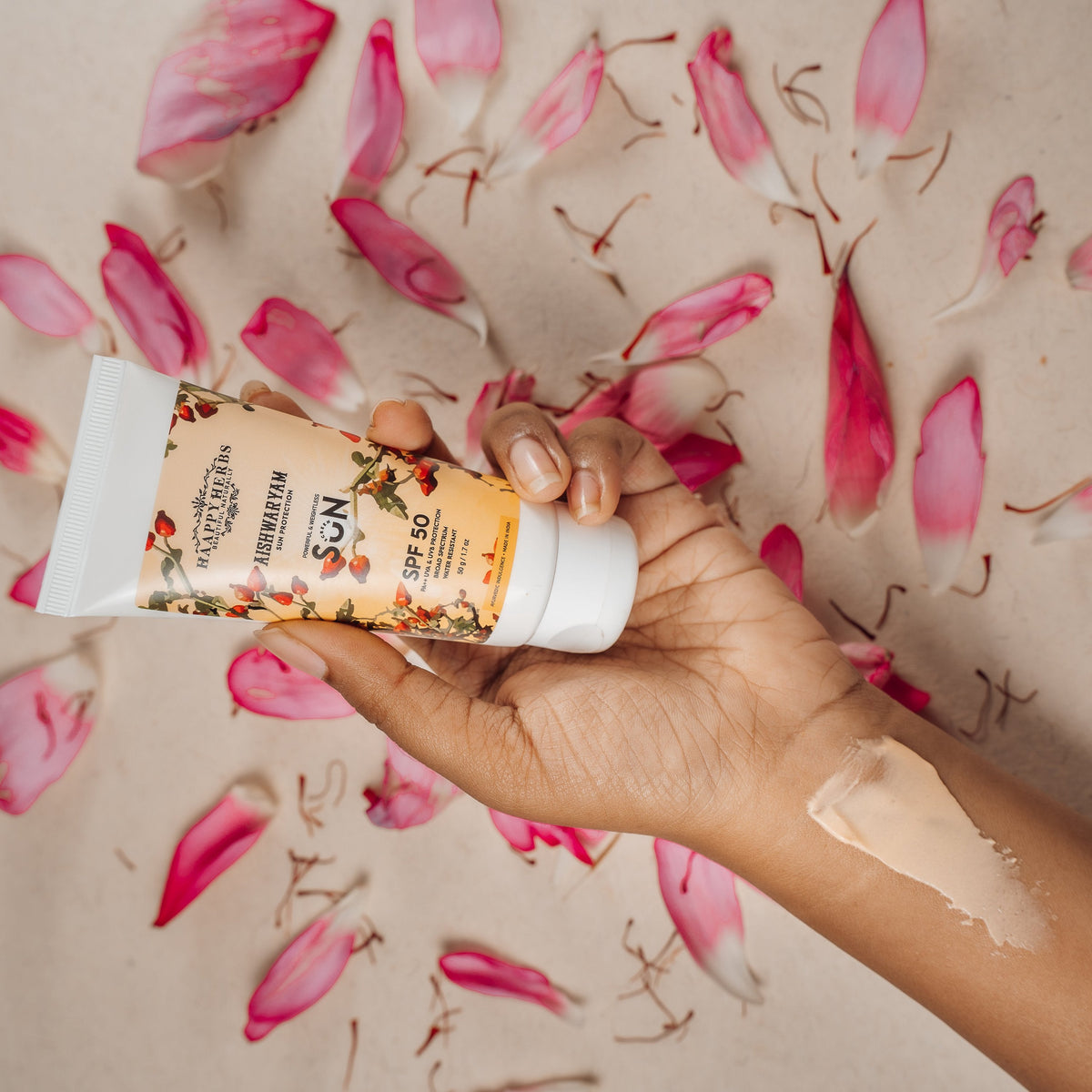 Haappyherbs Aishwaryam Spf50 Powerful,Weightless & Moisturizing Sunscreen , Pa++,Uva& Uvb Protection