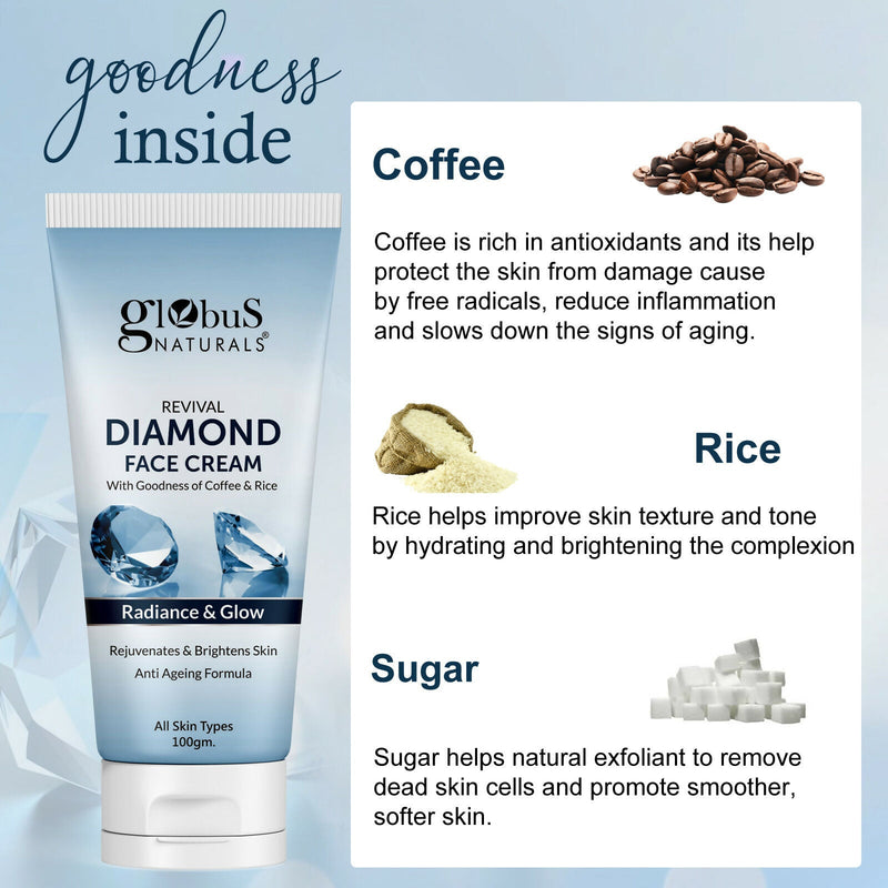 Globus Naturals Revival Diamond Face Cream, Suitable For All Skin Types