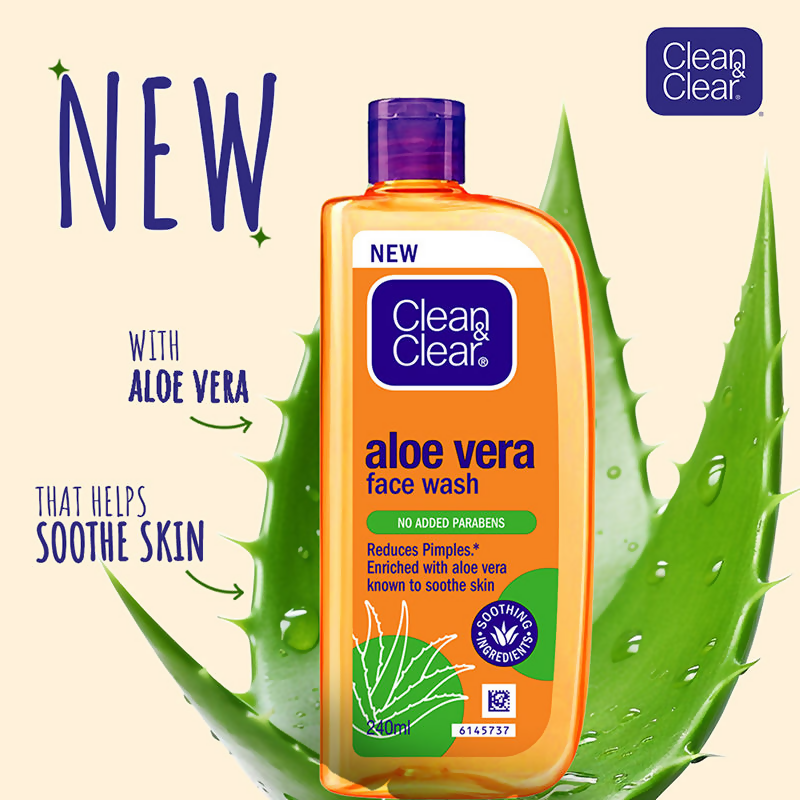 Clean & Clear Aloe Vera Face Wash - Gentle Hydrating Cleanser for Oily Skin