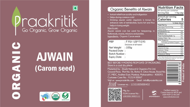 Praakritik Organic Ajwain