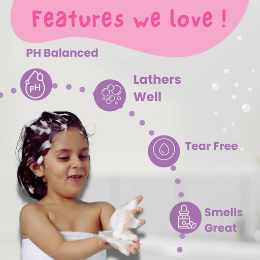 Puddles Organic Unicorn Magic BodyWash Gel (Age 2-12 Yrs), Coconut cleansers Essential Oil