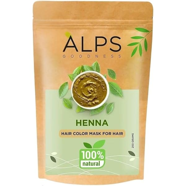 ALPS Goodness Henna hair color mask packaging on a white background
