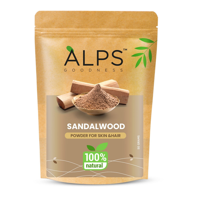 ALPS Sandalwood powder packaging on a white background
