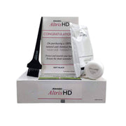 Alembic Altris HD hair dye kit with packaging, brush, and packets on a white background