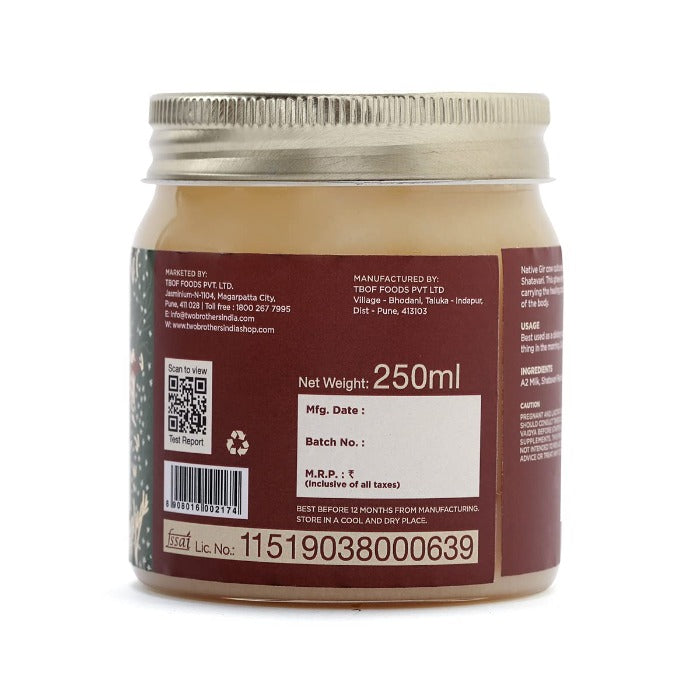 Two Brothers Organic Farms Shatavari Ghee | Cultured Cow Desi Ghee | Curd-Churned Bilona Ghee | Pure, Natural, And Healthy