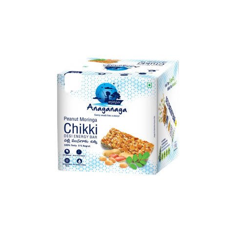 Anaganaga Chikki energy bar packaging on a white background