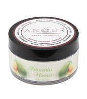 Jar of Avocado Mousse body butter with 'ANOUR' branding on a white background