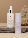 Flawora Anti-Grey Hair Serum For Reversing Grey Hair & Gold Face Serum For Brightening, Anti-Aging