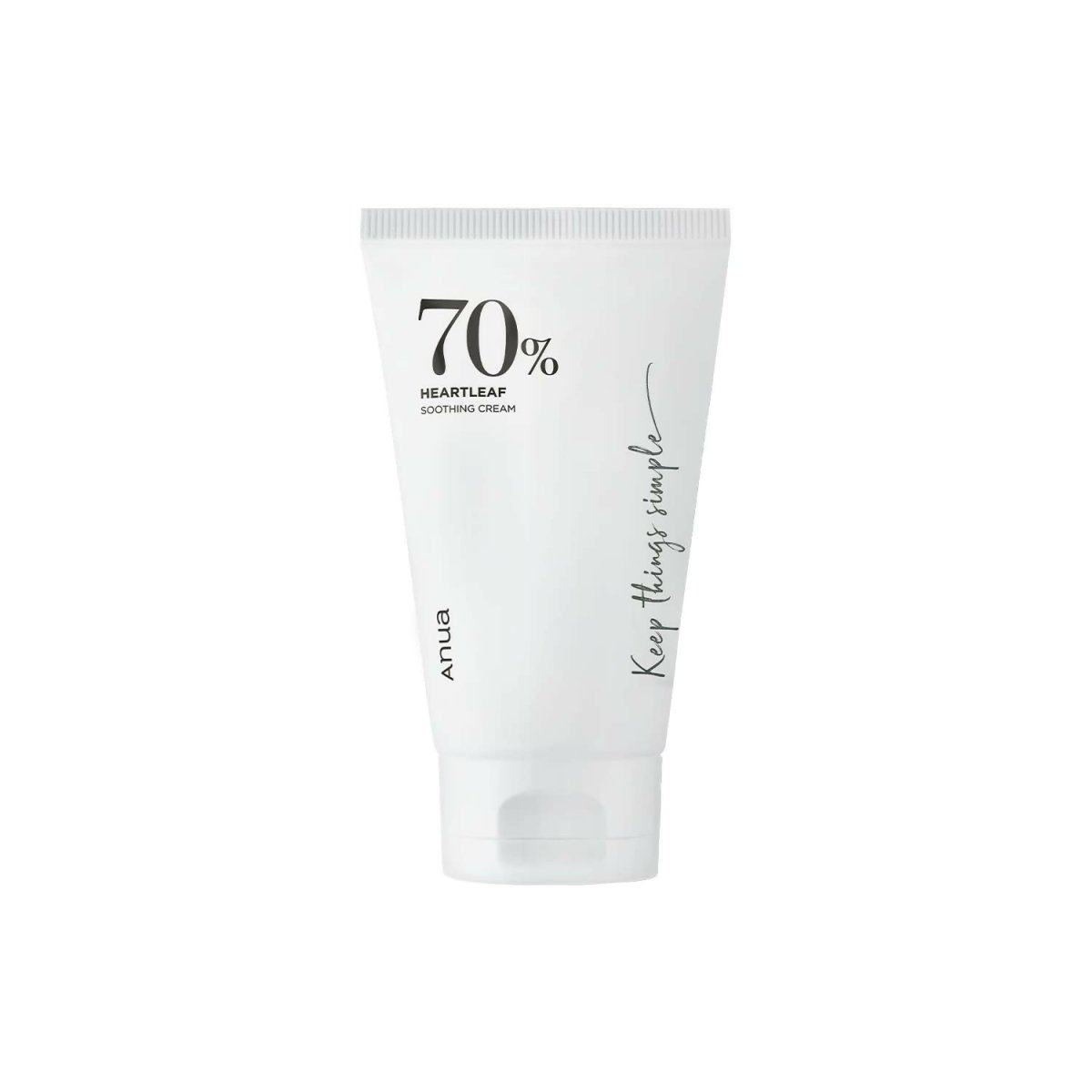 White tube of 70% Heartleaf cream on a white background